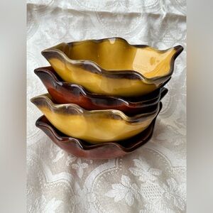 World Market Ceramic Autumn Colors Leaf Shaped Nut & Candy Dish Italy Set of 4